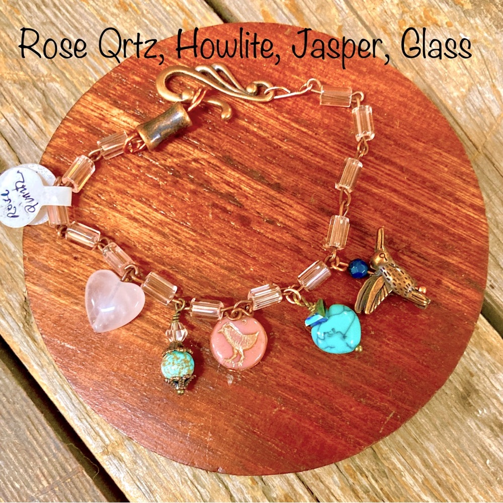 Authentic rose, quartz, gemstone, bracelet, new handcrafted